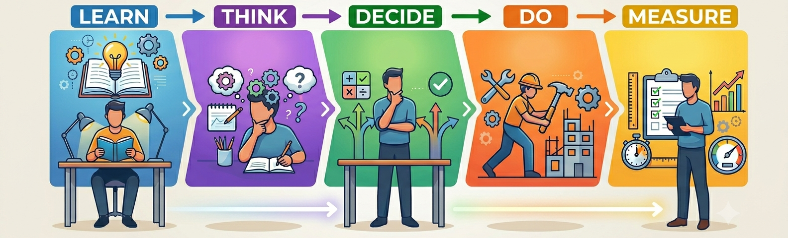 Learn, think, decide, do, measure